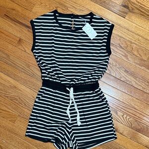 Striped Black and White Kids Romper